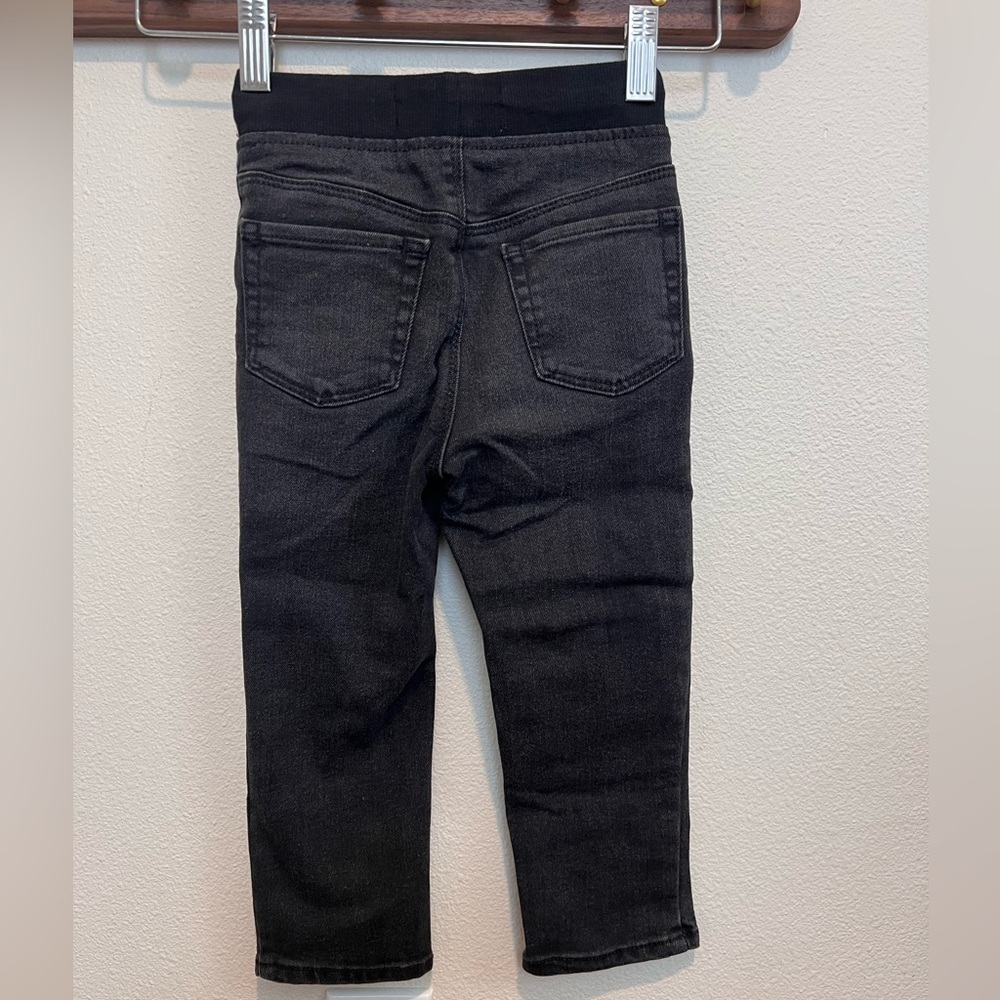 Old Navy Black Distressed Jeans Skinny Leg Elastic Waist size 2T Toddler Demin - Picture 2 of 3